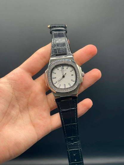 PP Black Strap With White Dial Automatic Watch