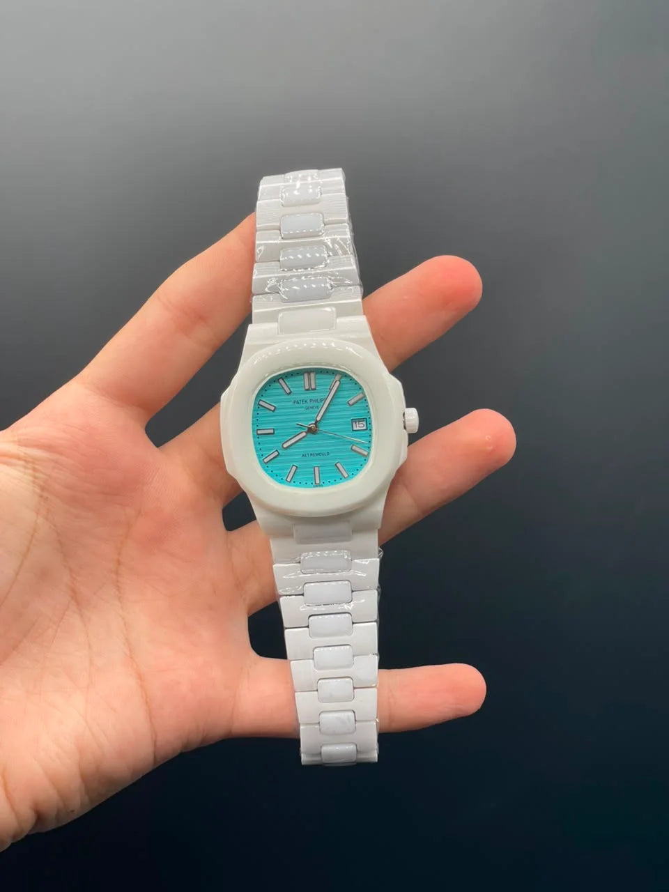PP White Ceramic Chain With Tiffany Blue Dial Quartz Watch