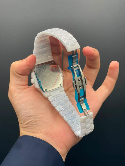 PP White Ceramic Chain With Tiffany Blue Dial Quartz Watch