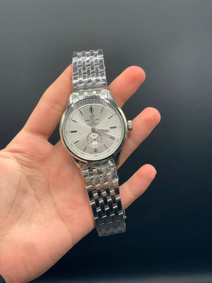 BRT Silver Chain With White Dial Automatic Watch