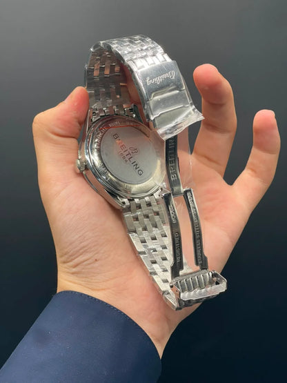 BRT Silver Chain With Black Dial Automatic Watch