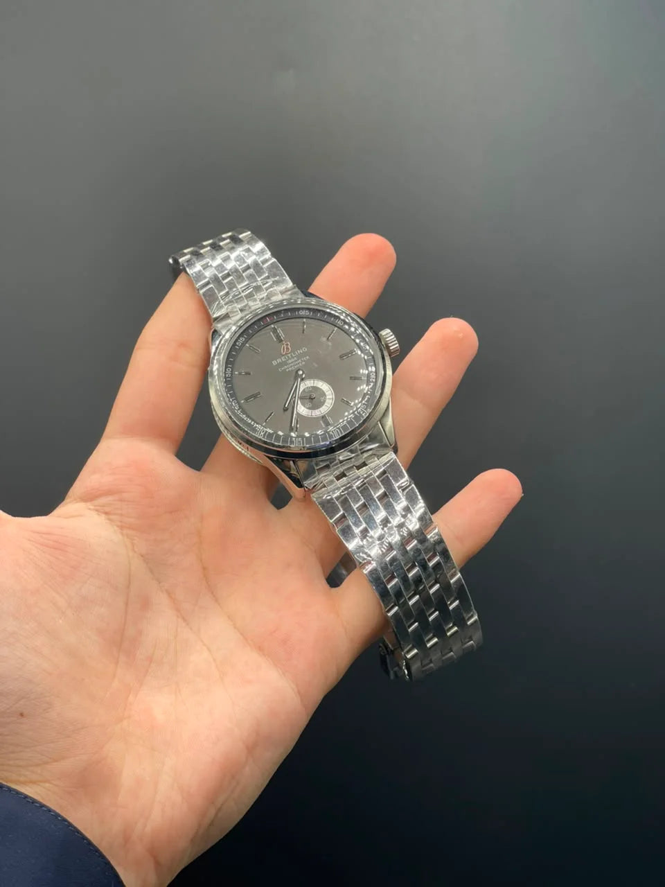 BRT Silver Chain With Black Dial Automatic Watch