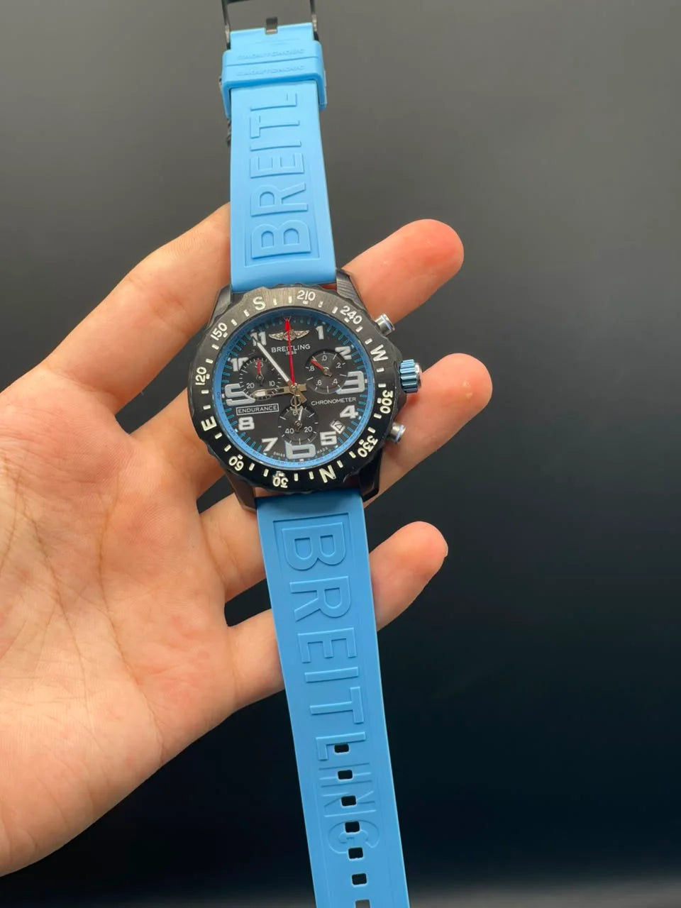 BRT Blue Strap With Black Chronograph Dial Quartz Watch
