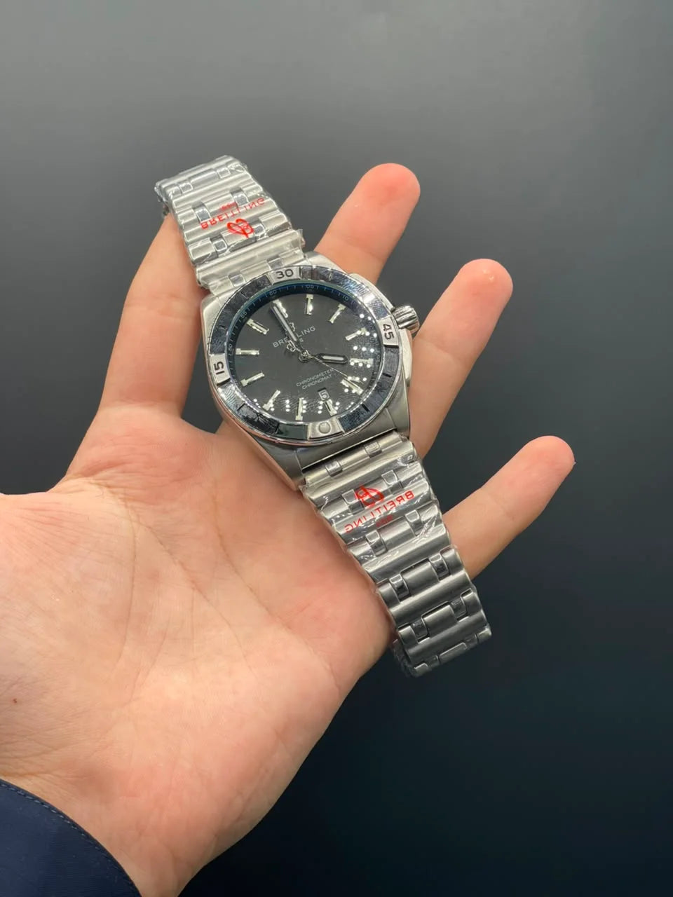 BRT Silver Chain With Black Dial Heavy Automatic Watch