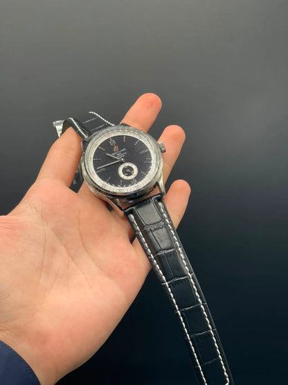 BRT Black Leather Strap With Black Dial Automatic Watch