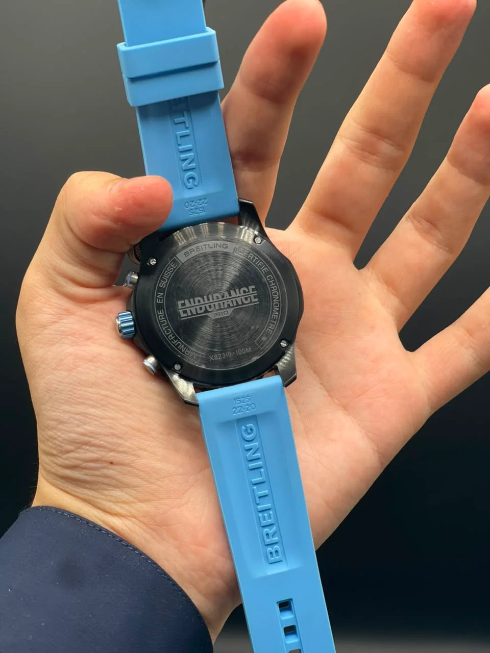BRT Blue Strap With Black Chronograph Dial Quartz Watch