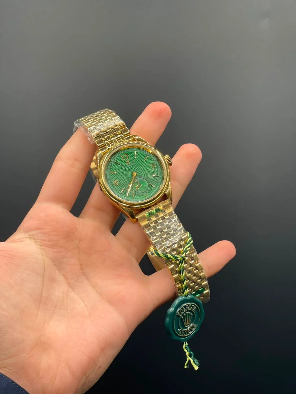 RLX Gold Chain With Green Dial Automatic Watch