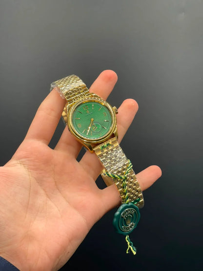 RLX Gold Chain With Green Dial Automatic Watch