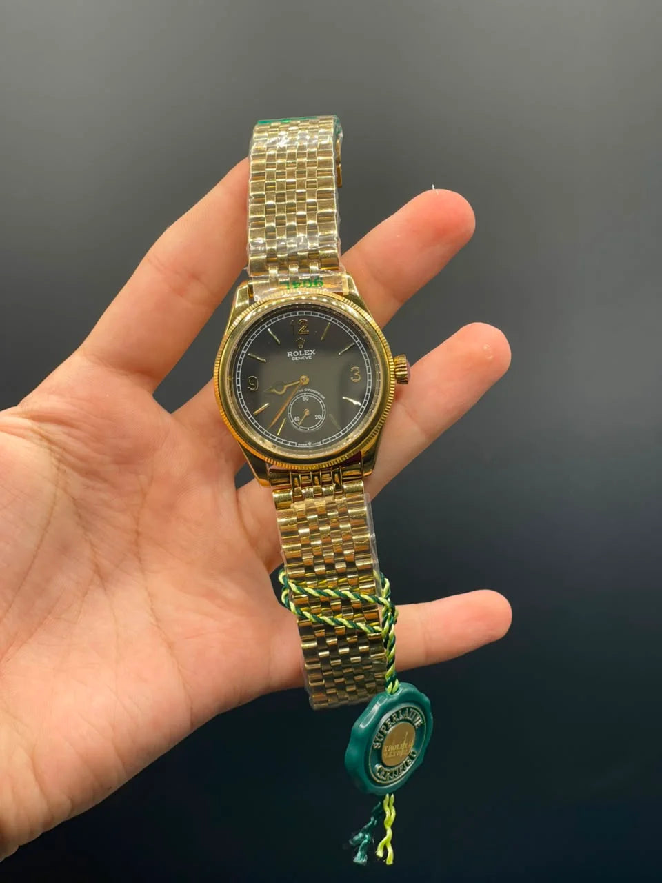RLX Gold Chain With Black Dial Automatic Watch