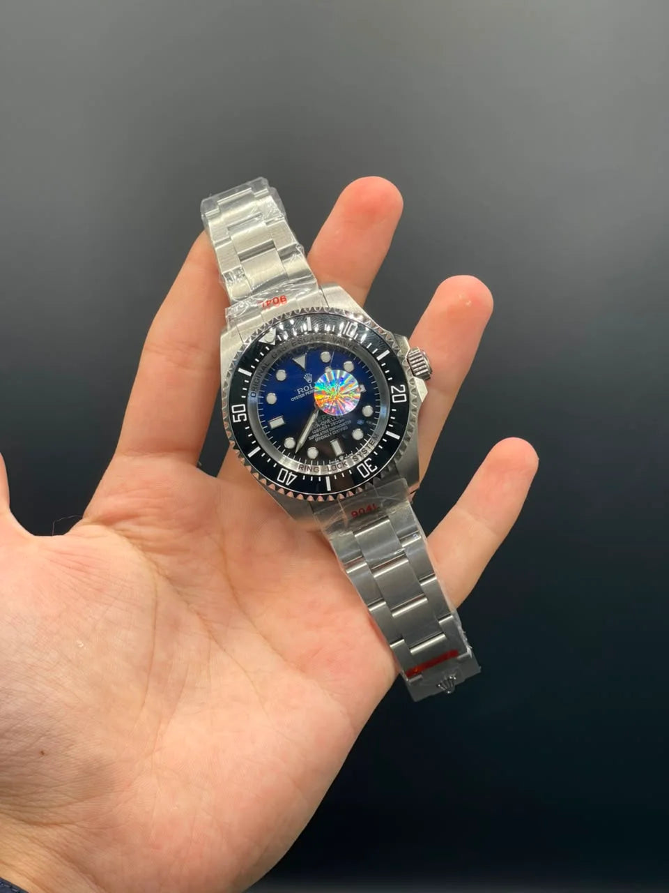 RLX Silver Chain With Blue And Black Dial With Rotatable Bezel Automatic Watch