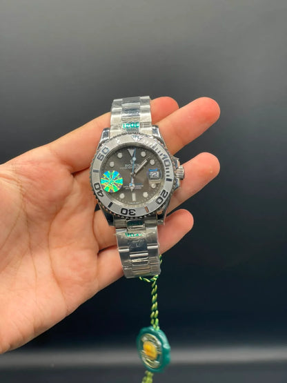 RLX Silver Chain With Gray Dial And Gray Rotatable Bezel Automatic Watch