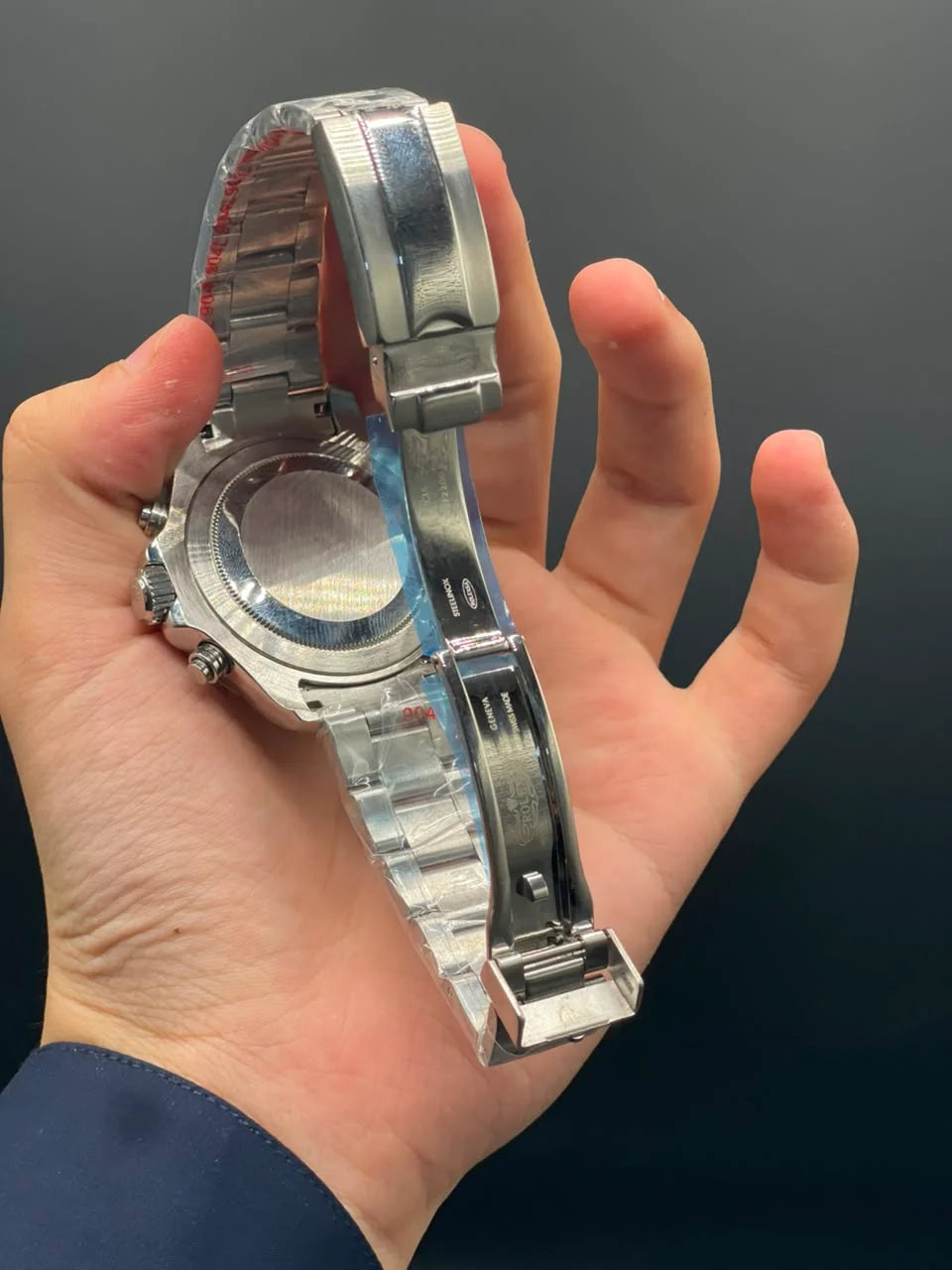 RLX Silver Chain With White Dial And Blue Bezel Automatic Watch