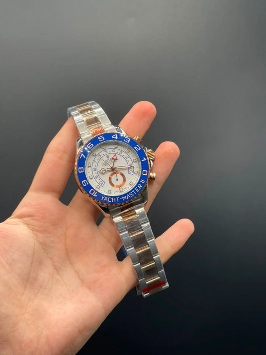 RLX Two Tone Chain With White Dial And Blue Bezel Automatic Watch