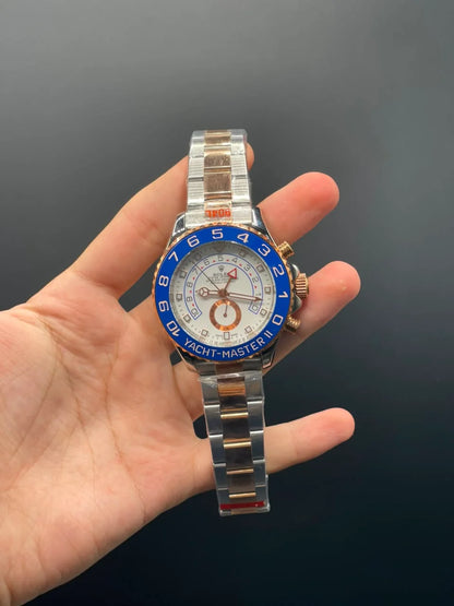 RLX Two Tone Chain With White Dial And Blue Bezel Automatic Watch