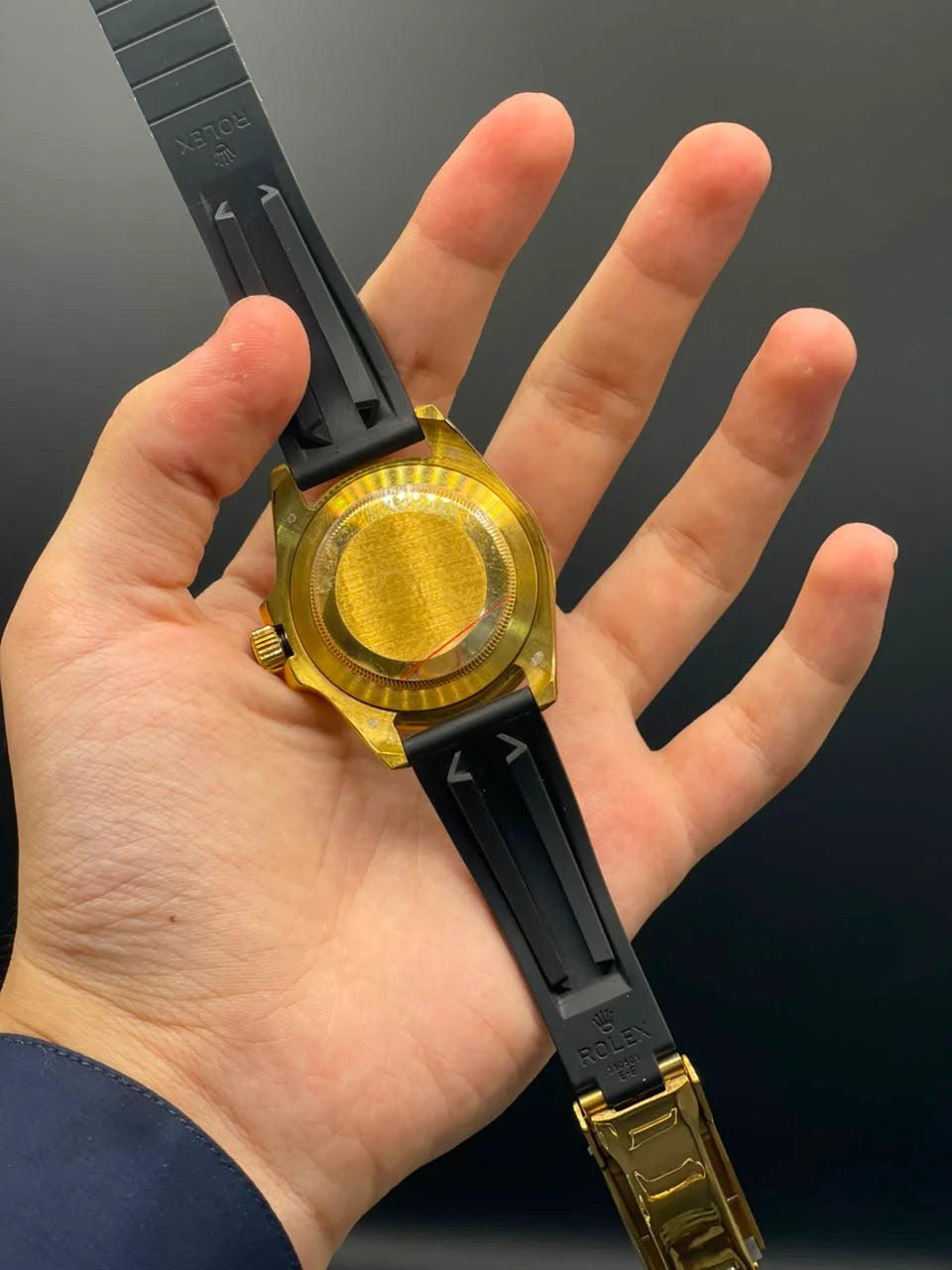 RLX Black Strap With Black Dial And Black Rotatable Bezel Automatic Watch