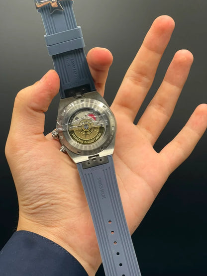 VC Blue Strap with Blue Chronograph Working Dial Automatic Watch