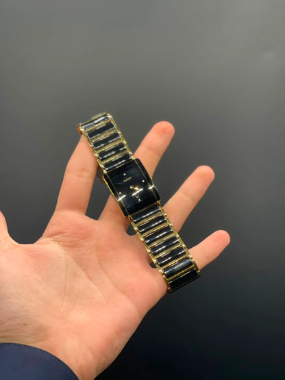 RD Two Tone Chain with Black Slim Dial Quartz Watch