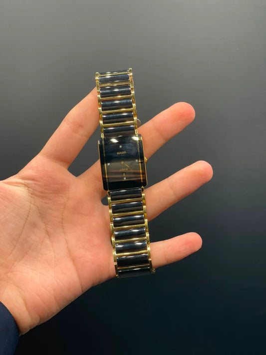 RD Two Tone Chain with Black Slim Dial Quartz Watch