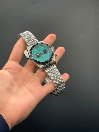 TDR Silver Chain with Blue Chronograph Dial Automatic Watch