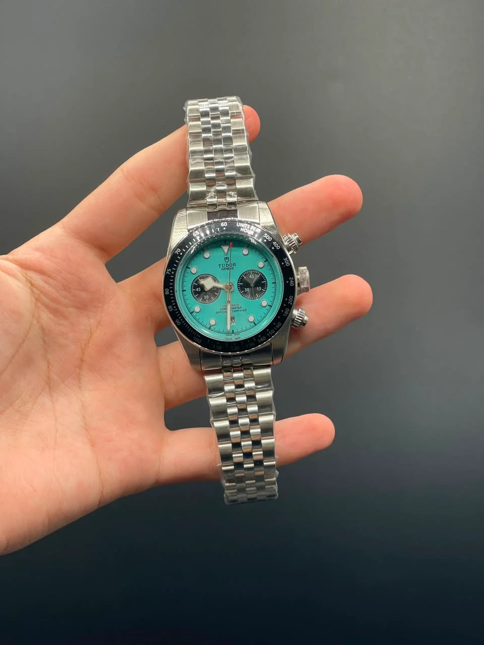 TDR Silver Chain with Blue Chronograph Dial Automatic Watch