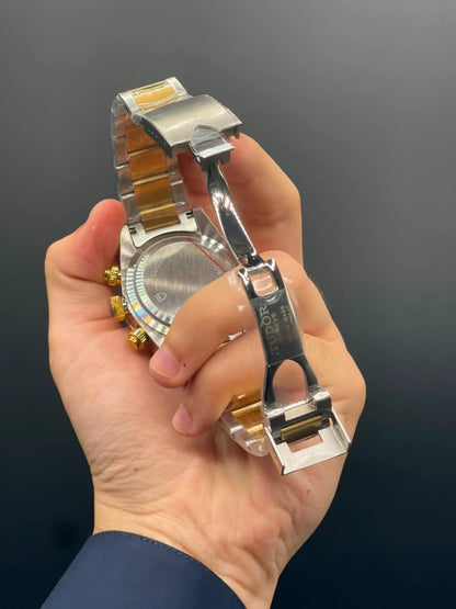 TDR Two Tone Chain with Golden Chronograph Dial Automatic Watch