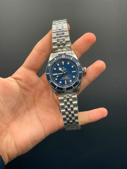 TDR Silver Chain with Blue Dial and Blue Rotatable Bezel Automatic Watch