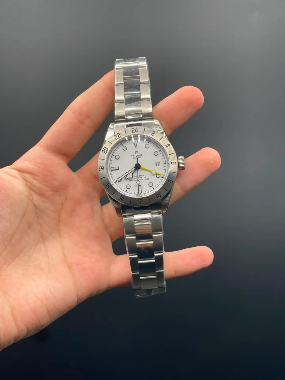TDR Silver Chain with White Dial and White Rotatable Bezel Automatic Watch