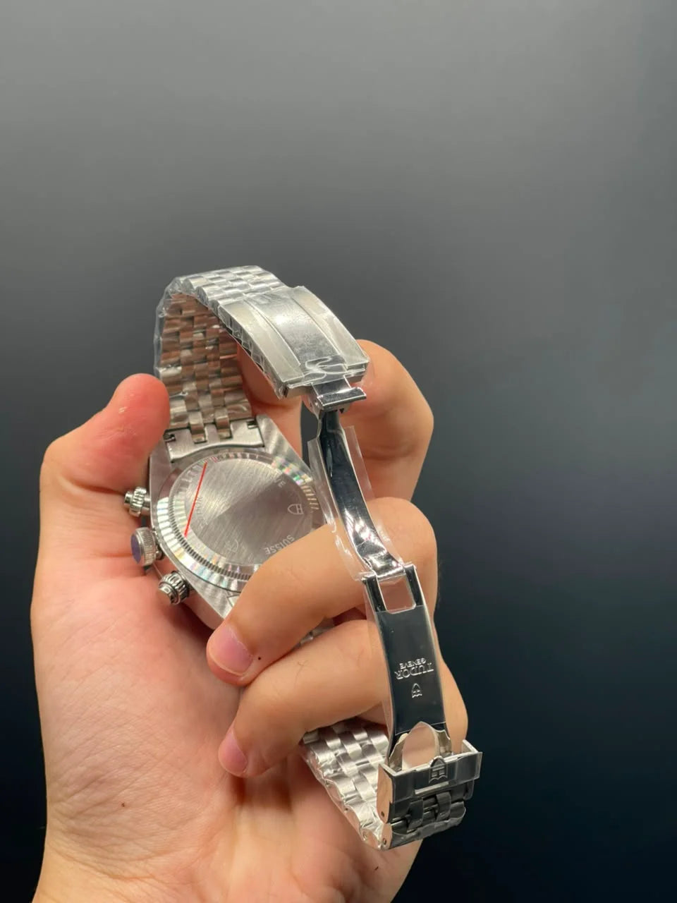 TDR Silver Chain with Pink Chronograph Dial Automatic Watch