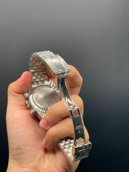 TDR Silver Chain with Pink Chronograph Dial Automatic Watch