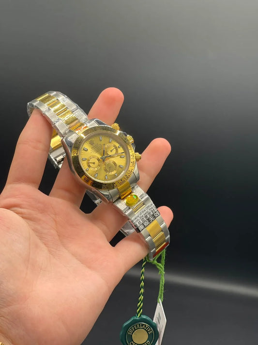 Two Tone Chain with Golden Daytona-Style Dial Automatic Watch