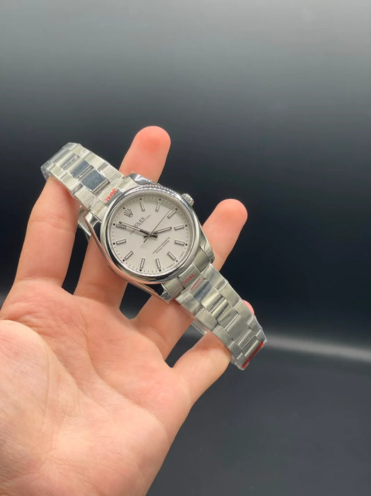 RLX Silver Chain with White OP-Style Dial Automatic Watch