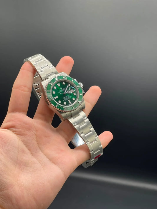 Silver Oyster Chain with Green Dial and Green Rotatable Bezel Automatic Watch