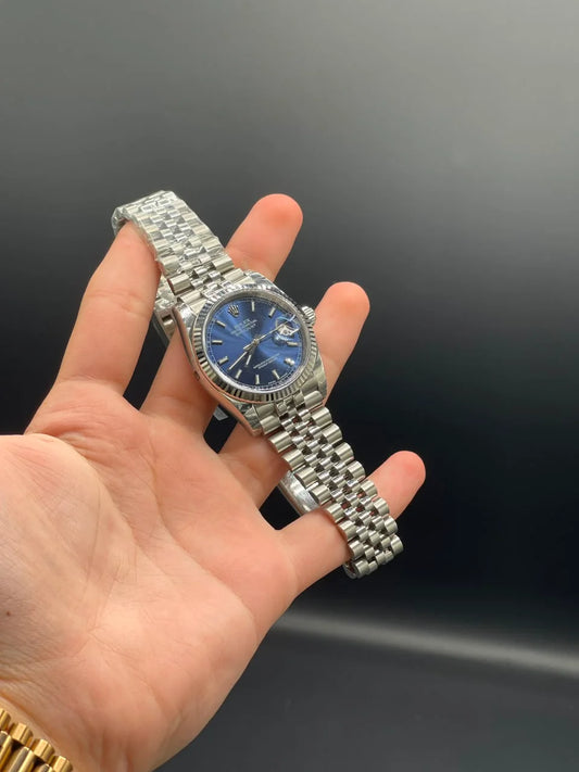 Silver Jubilee Chain with 36mm Blue Datejust-Style Dial Automatic Watch