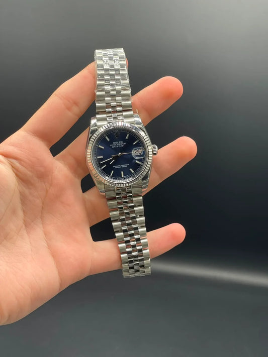Silver Jubilee Chain with 36mm Blue Datejust-Style Dial Automatic Watch
