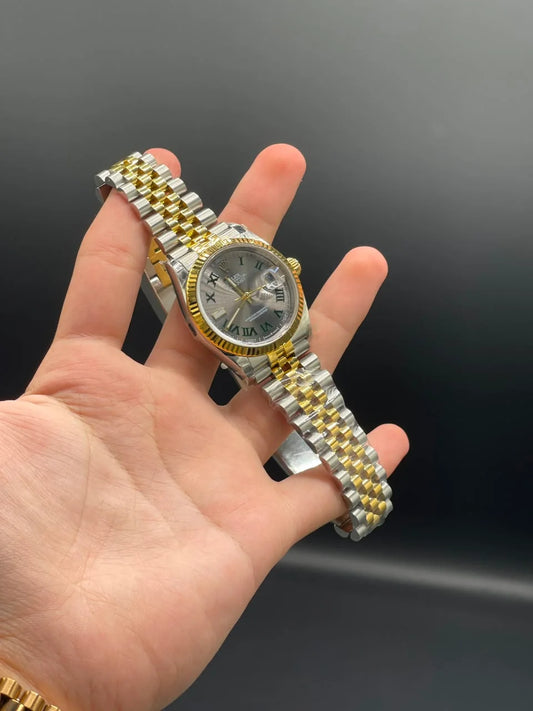 Two Tone Jubilee Chain with 36mm Gray Wimbledon Datejust-Style Dial Automatic Watch