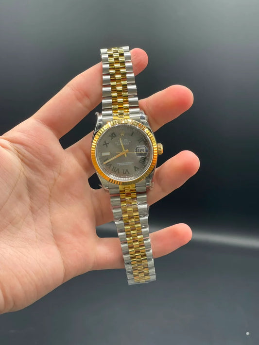 Two Tone Jubilee Chain with 36mm Gray Wimbledon Datejust-Style Dial Automatic Watch