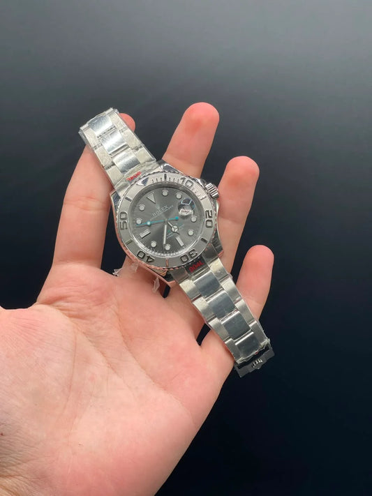 Silver Oyster Chain with Gray Dial and Gray Rotatable Bezel Automatic Watch