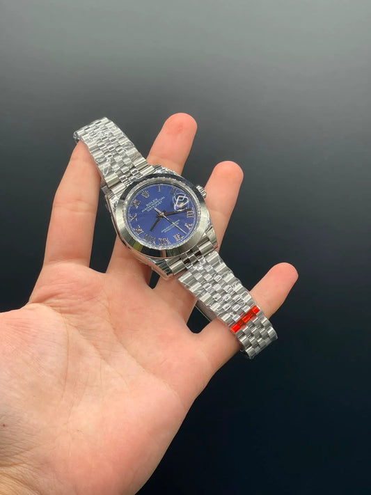 Silver Jubilee Chain with Purple Datejust-Style Dial Automatic Watch