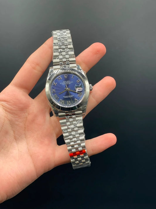 Silver Jubilee Chain with Purple Datejust-Style Dial Automatic Watch
