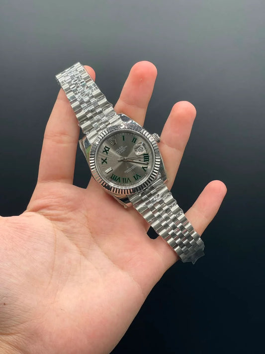Silver Jubilee Chain with Gray Wimbledon-Style Dial Automatic Watch