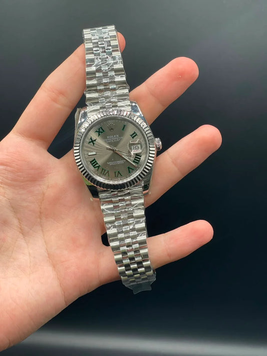 Silver Jubilee Chain with Gray Wimbledon-Style Dial Automatic Watch