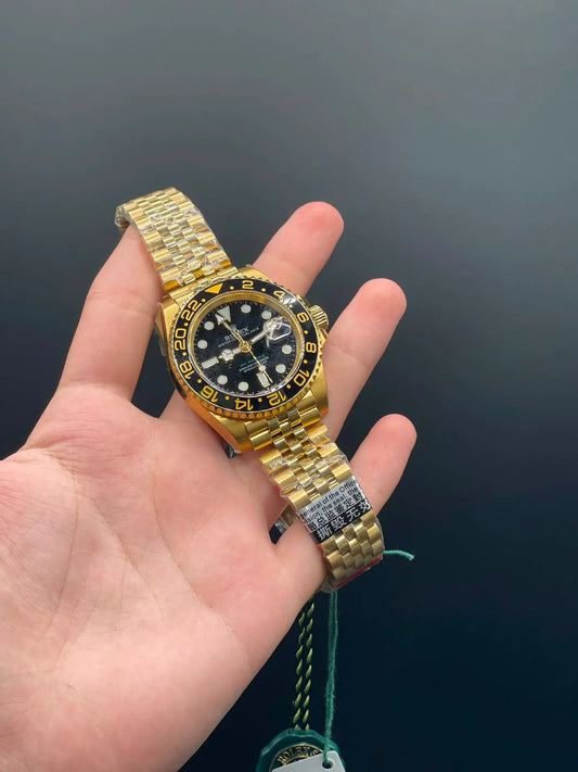 Golden Jubilee Chain with Black Dial and Black Rotatable Bezel Automatic Watch