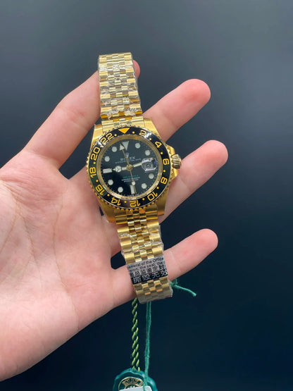 Golden Jubilee Chain with Black Dial and Black Rotatable Bezel Automatic Watch