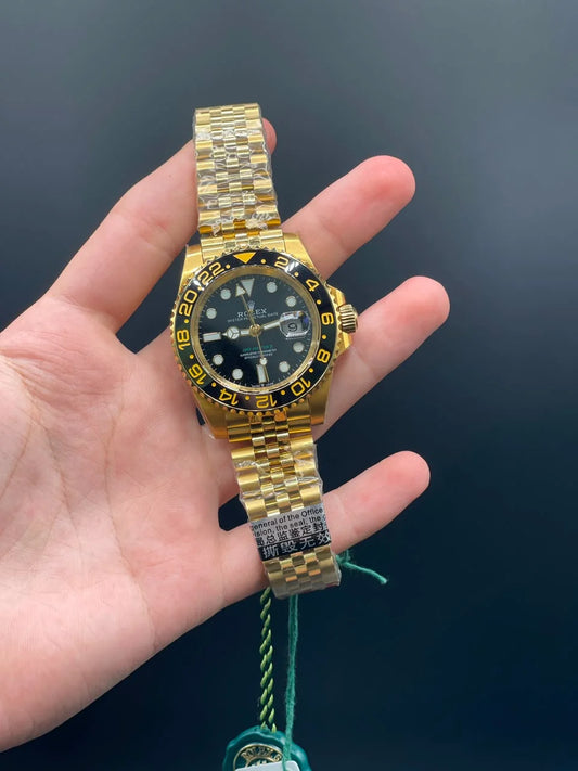 Golden Jubilee Chain with Black Dial and Black Rotatable Bezel Automatic Watch