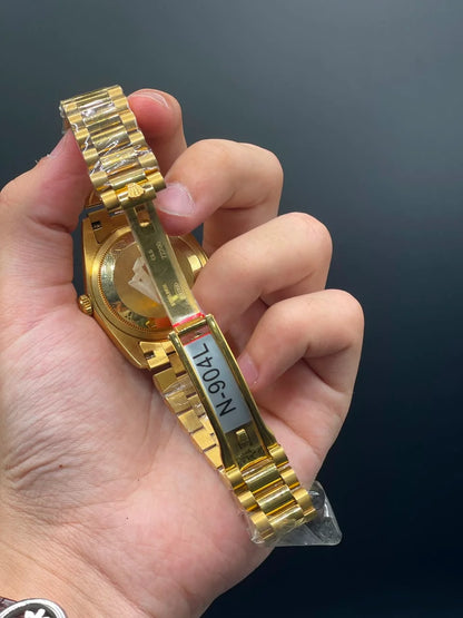 Golden Presidential Chain with 36mm Green Day-Date Dial Automatic Watch