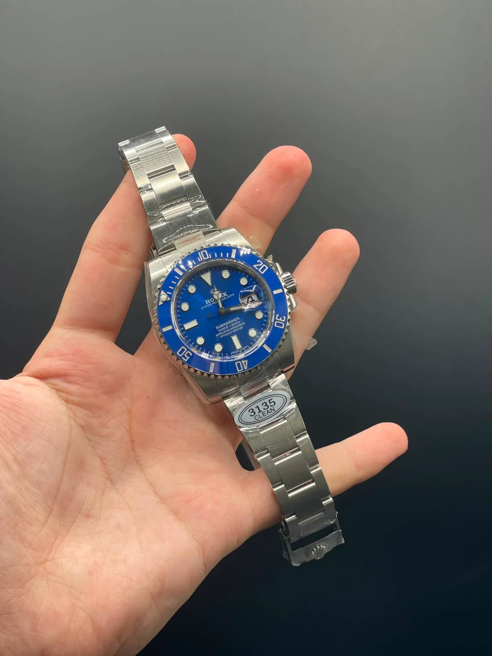 Silver Oyster Chain with Blue Dial and Blue Rotatable Bezel Automatic Watch