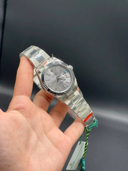 Rlx Silver Oyster Chain With White Date-Just Dial Automatic Watch