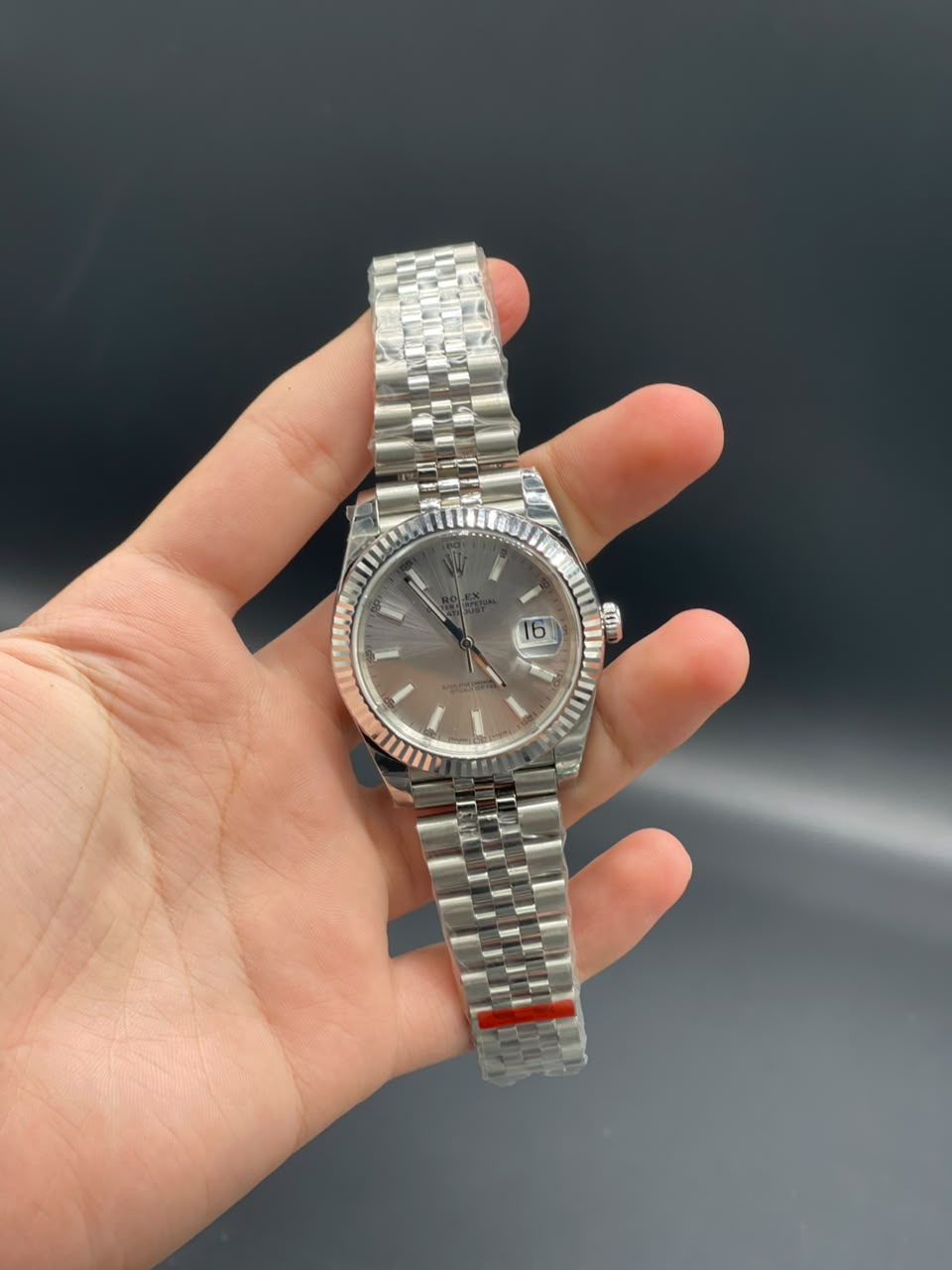 Rlx Silver Jubilee Chain With White Date-Just Dial Automatic Watch
