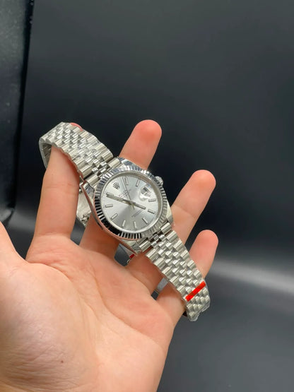 Rlx Silver Jubilee Chain With White Date-Just Dial Automatic Watch