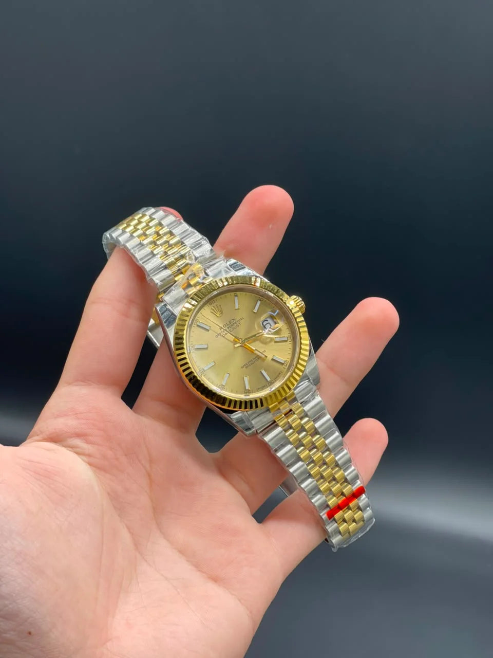Rlx Two Tone Jubilee Chain With Golden Datejust Dial Automatic Watch
